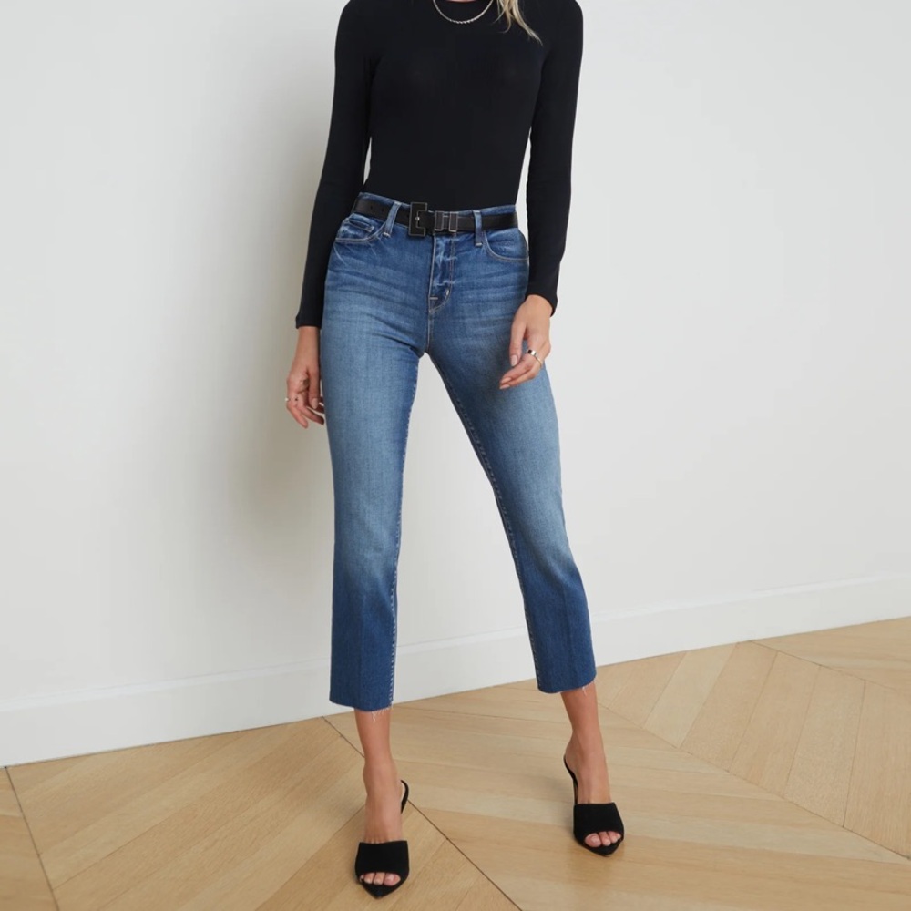 L’AGENCE Sada Slim-Leg Cropped Jean Camden Medium Blue Size 24